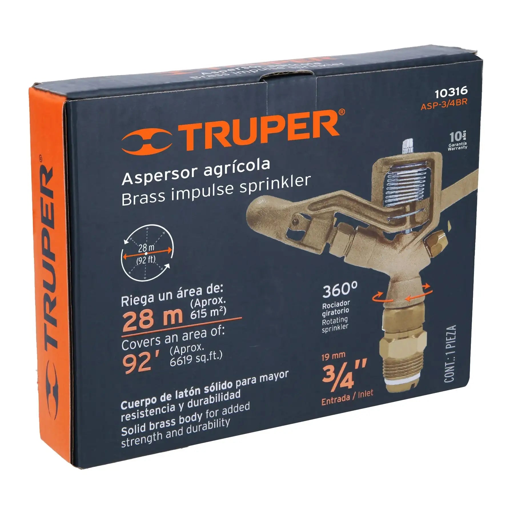 Aspersor Agrícola Truper ASP-3/4BR de Latón