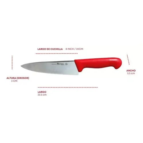 Cuchillo de Chef 8 Red Shorbull Profesional de Acero Inoxidable 20 cm