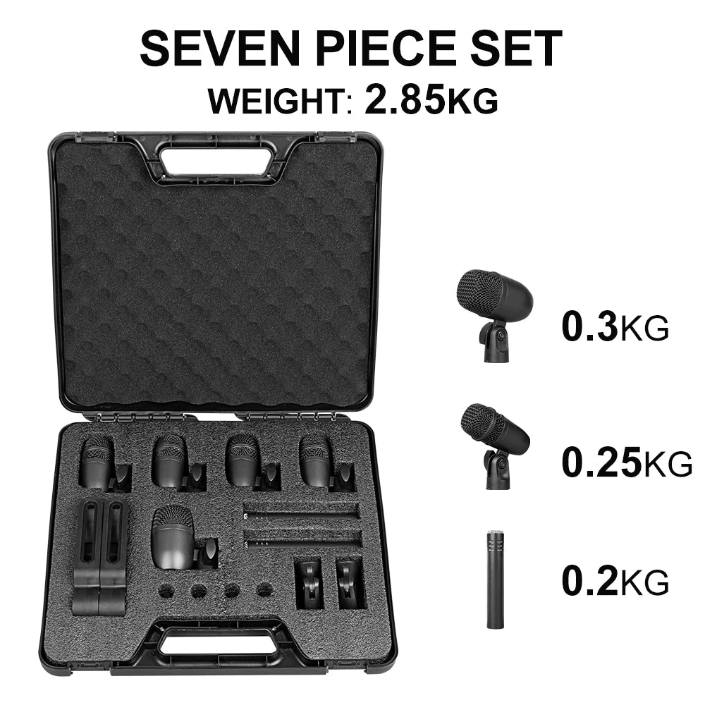 Micrófono Profesional para Instrumentos Musicales, Kit de 7 Piezas