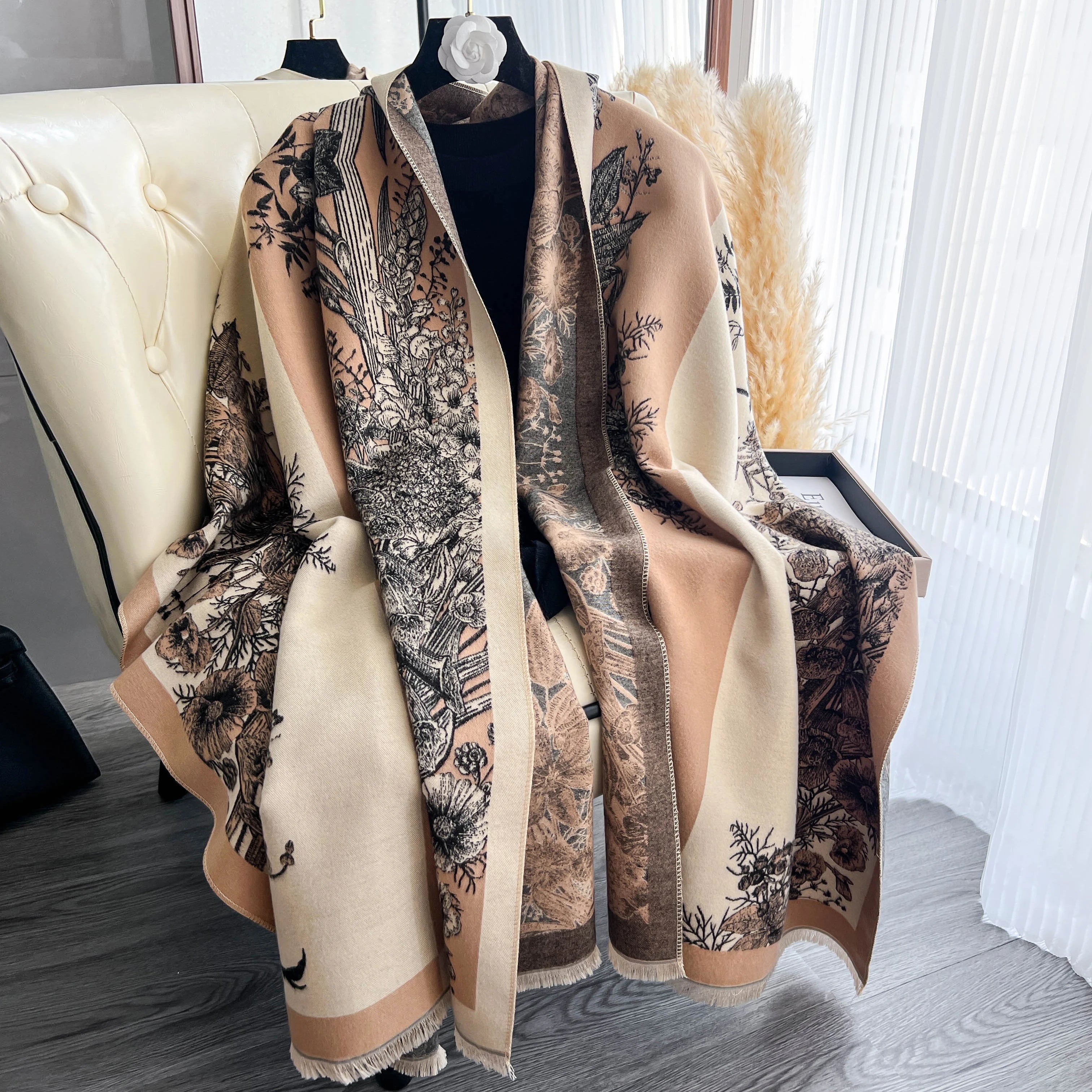 Chal de Invierno de Doble Cara para Mujer