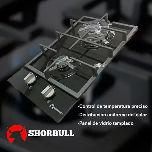 Estufa de Vidrio Templado de 2 Quemadores Shorbull