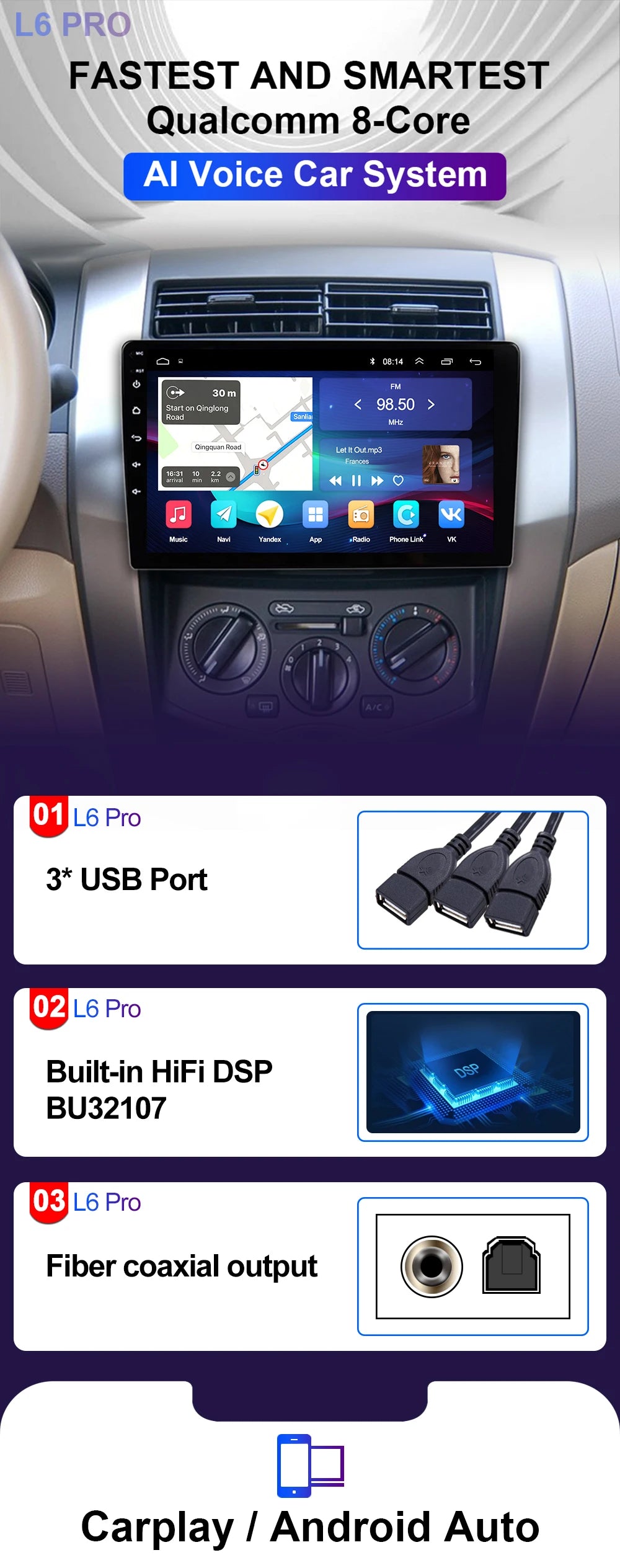 Radio de coche reproductor de vídeo Multimedia AutoRadio navegación GPS