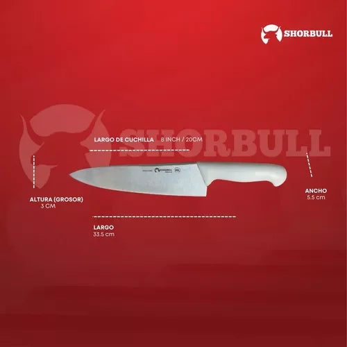 Juego de Cuchillos de Chef Shorbull de 3 Piezas, 10 Pulgadas, Acero Inoxidable Profesional, 25 cm
