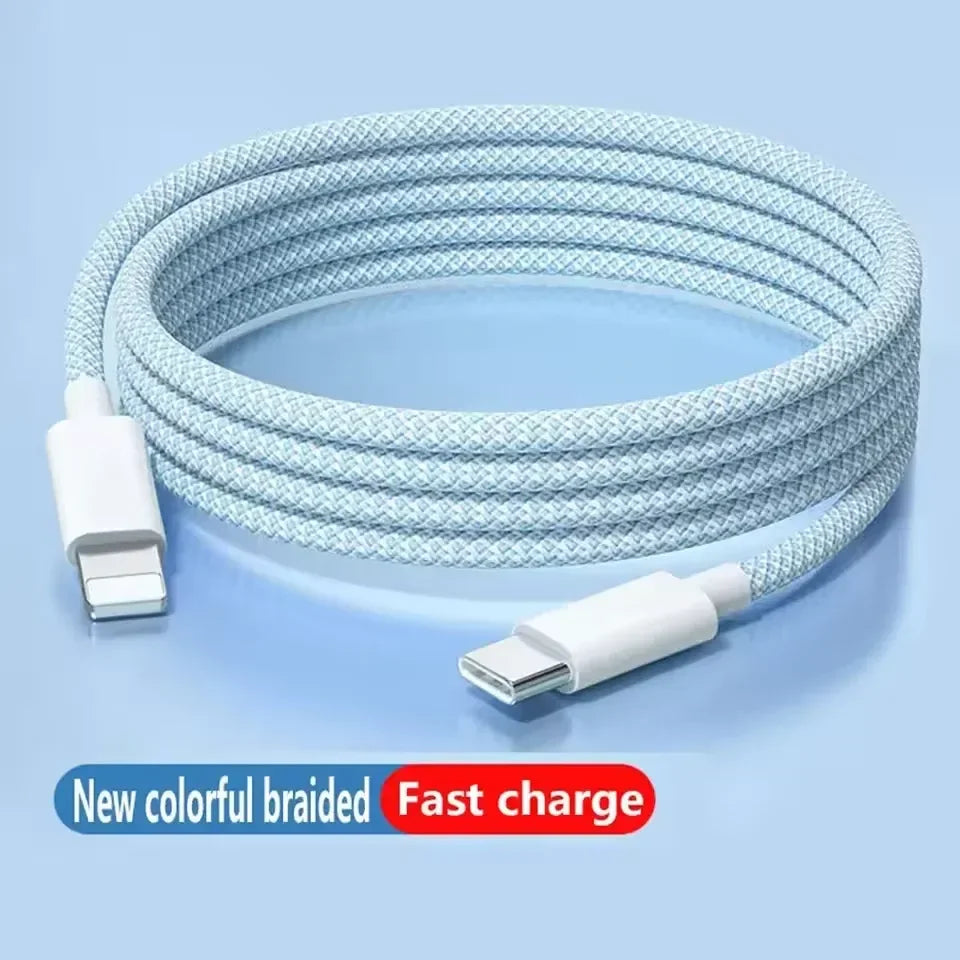 Cable de Carga PD 20W USB-C para iPhone 14 13 12 11 Pro Max iPad Carga Rápida 3A 2M Cable de Datos Lightning