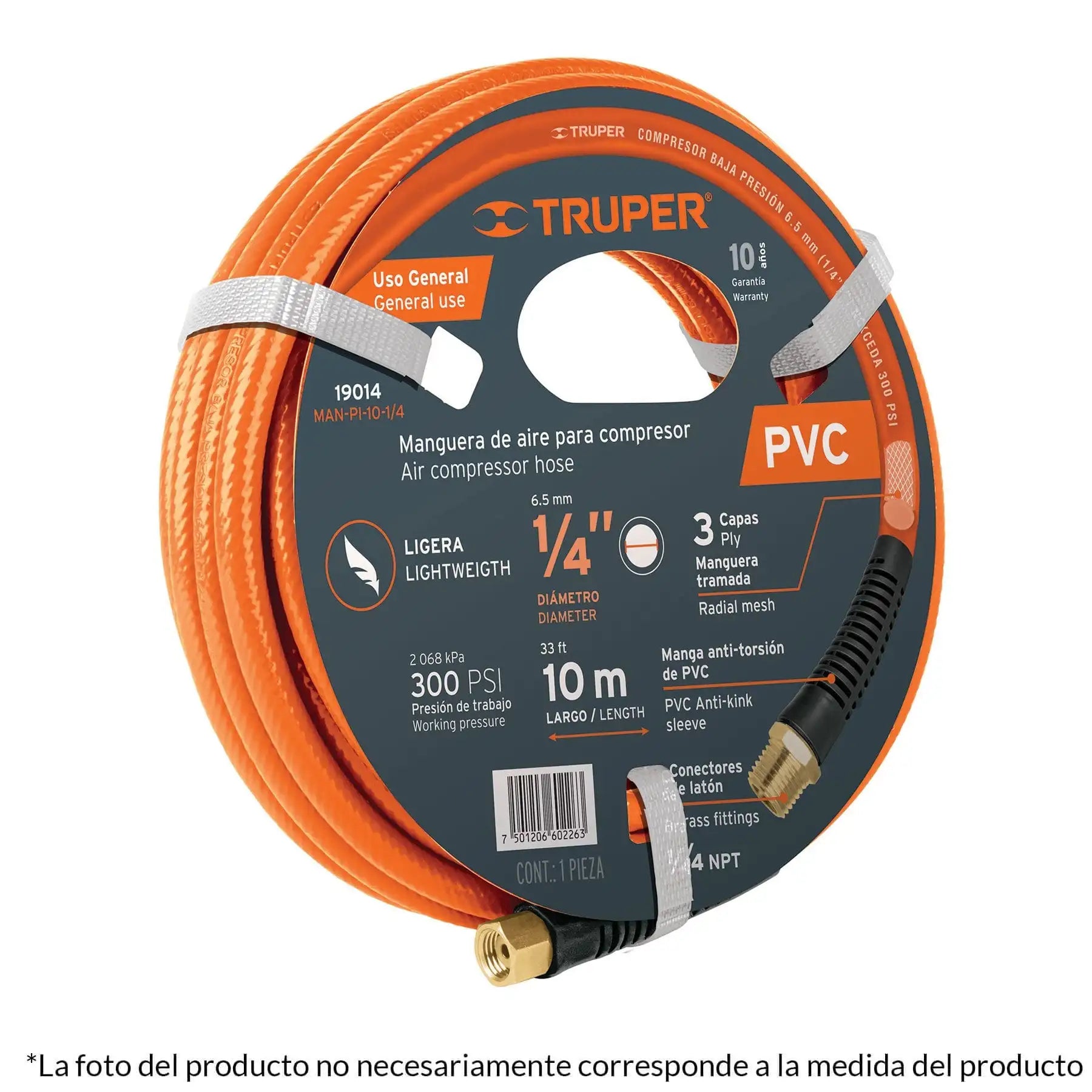 Manguera de compresor de PVC 15 M X 1/4 'Pieza