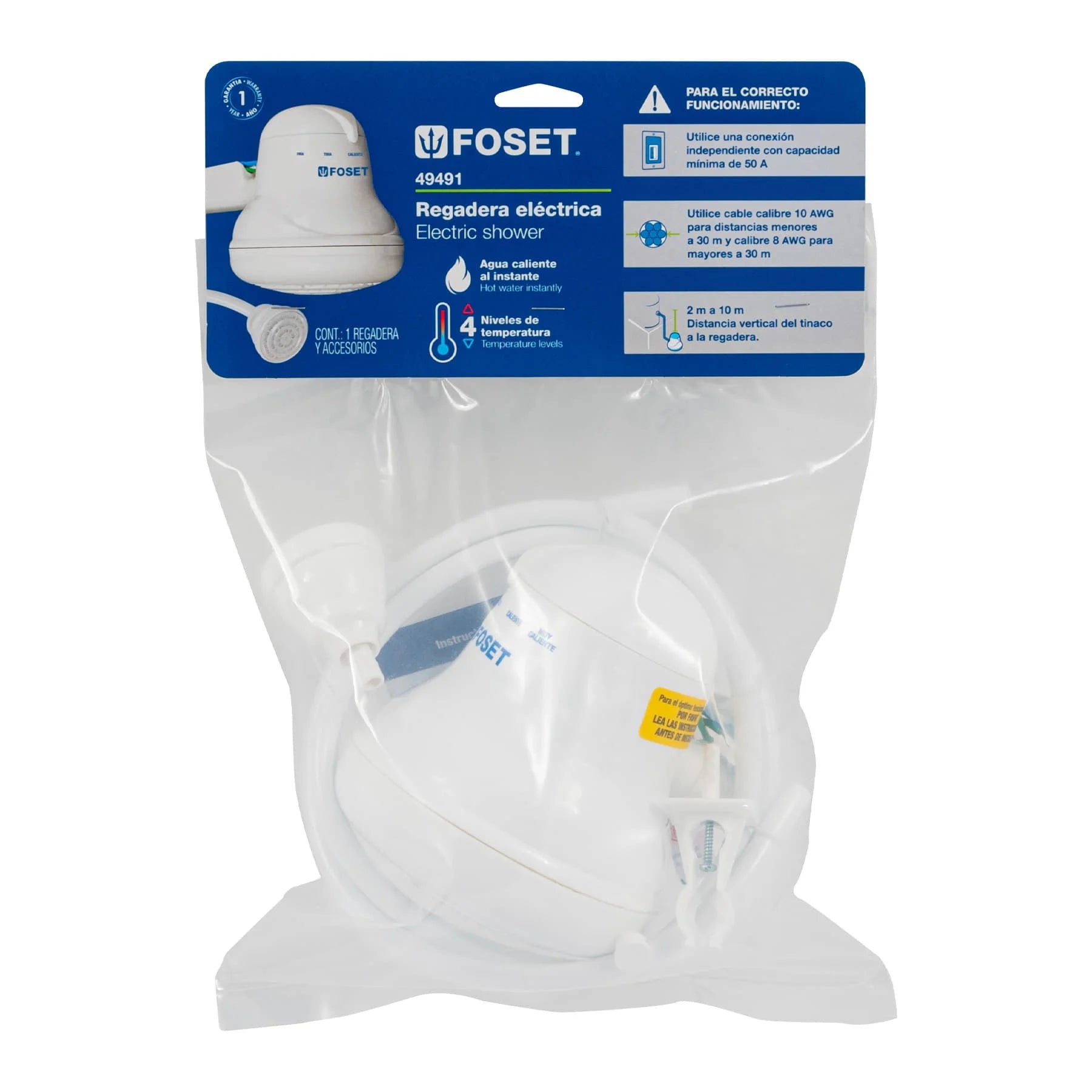 Ducha Eléctrica Foset REGEL-4 con Pantalla LED de Temperatura