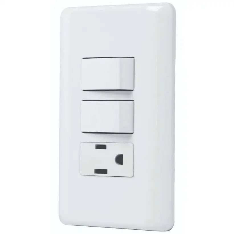 Placa de Interruptor de Pared Básica Volteck,  2 Interruptores Simples