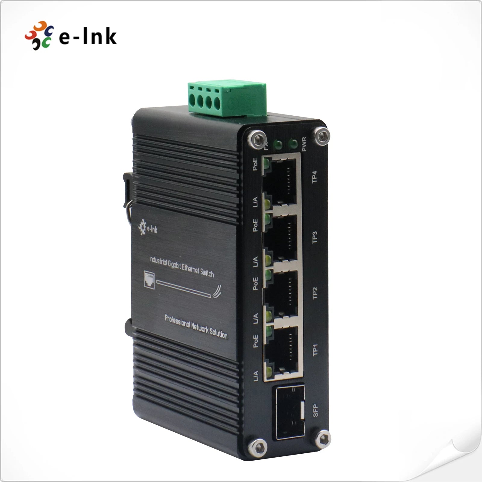 Switch PoE+ Industrial de 4 Puertos Gigabit con Ranura SFP