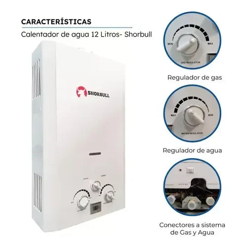 Calentador de Agua Instantáneo a Gas LP Shorbull de 12L
