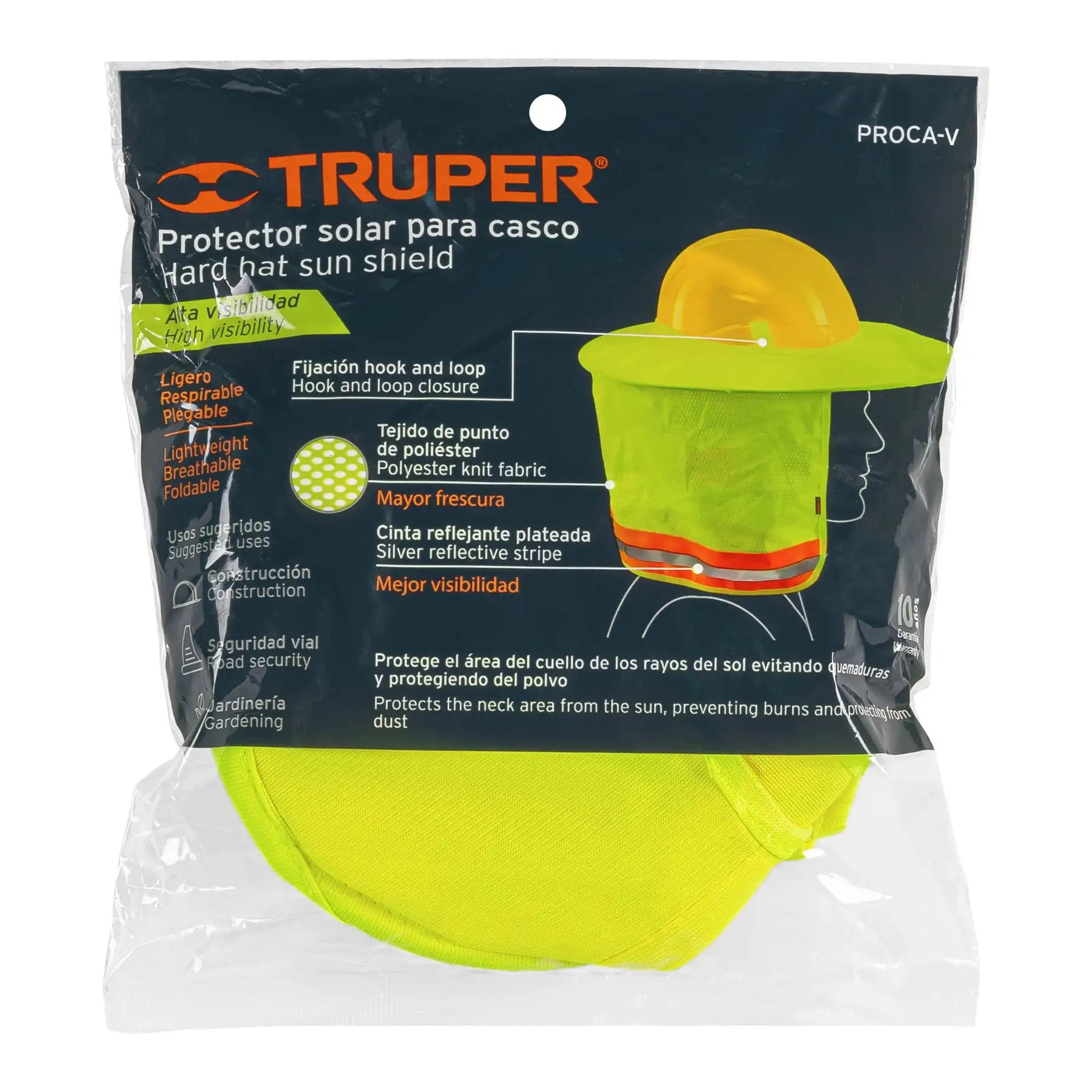 Truper-Protector solar plegable verde para cascos