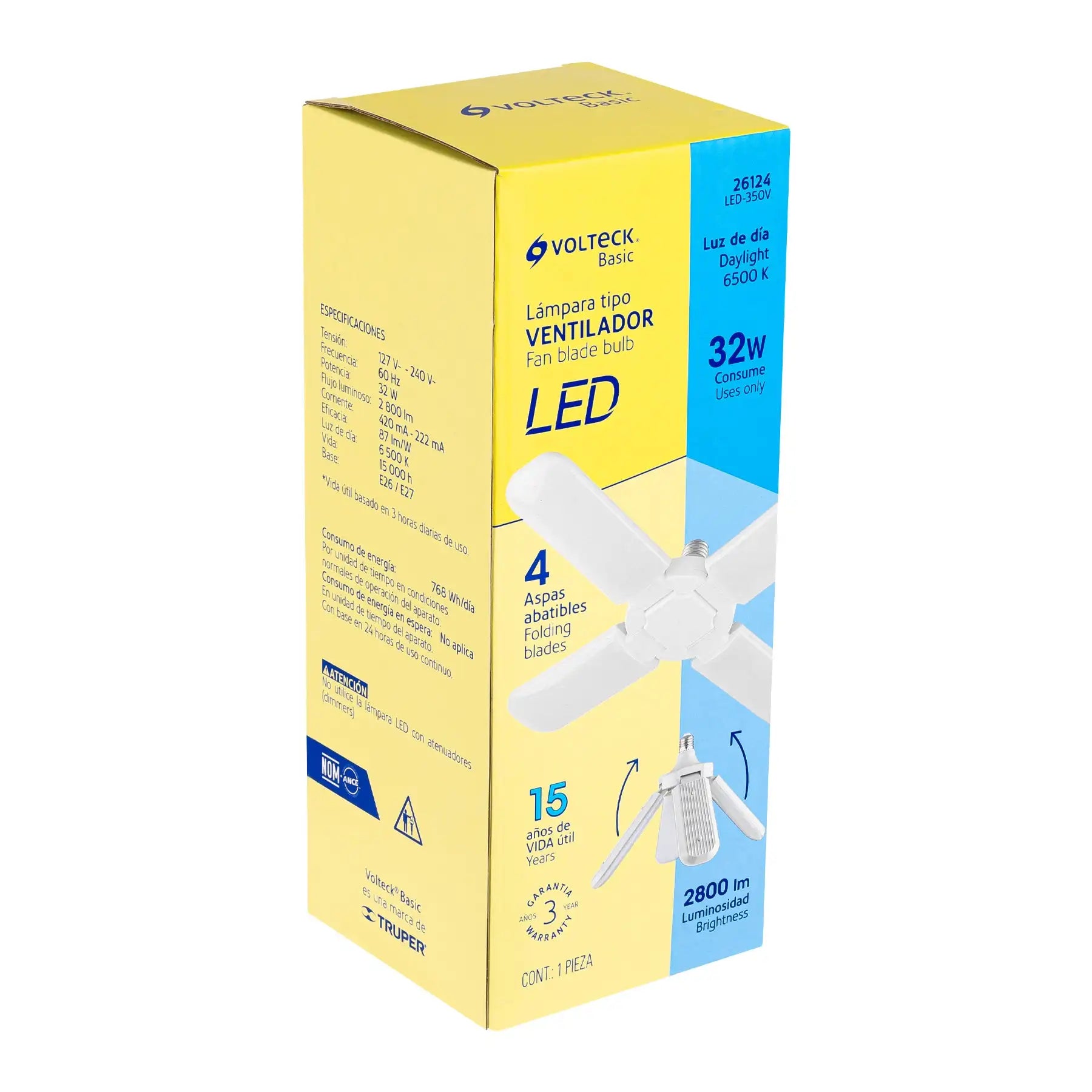 Ventilador de Techo Moderno Volteck LED-350V 32W con Lámpara LED