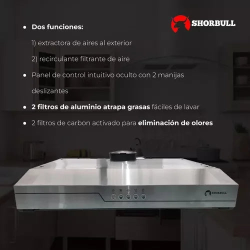 Campana extractora empotrada de acero Shorbull de 60 cm