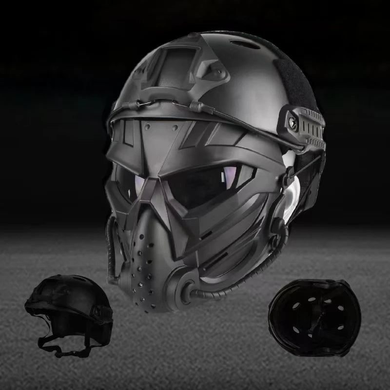 Set de Casco Táctico Integral con Máscara Protectora