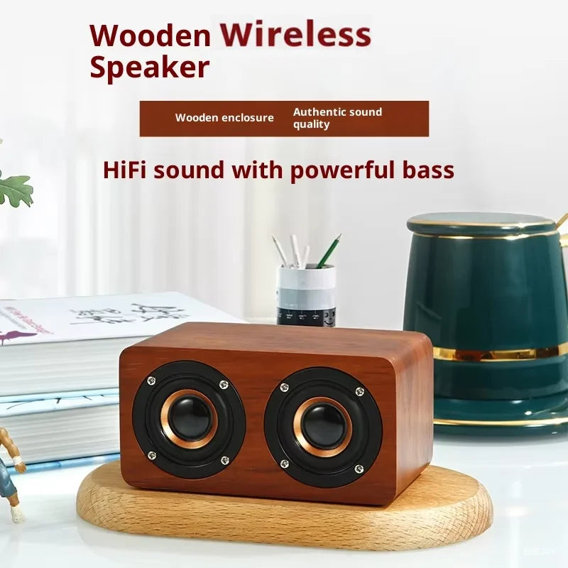 Altavoz Subwoofer Retro de Madera, Portátil, Mini