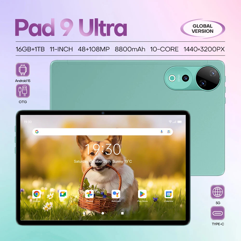 Pad9  Android 15 Tablet PC 4G + 5G 16GB RAM