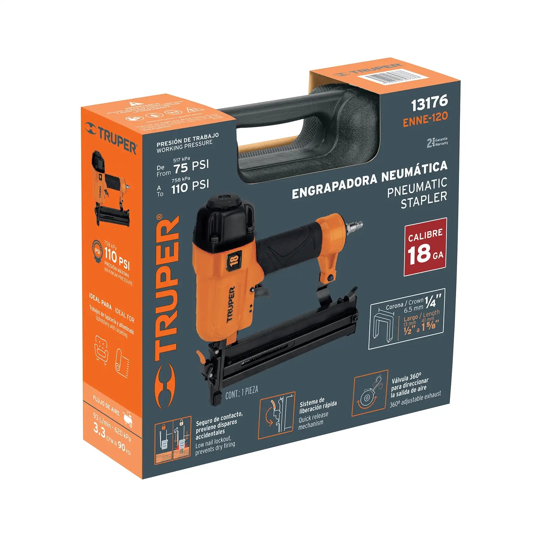 Grapadora Neumatica Truper Black Caliber Engrapadora CAL 18