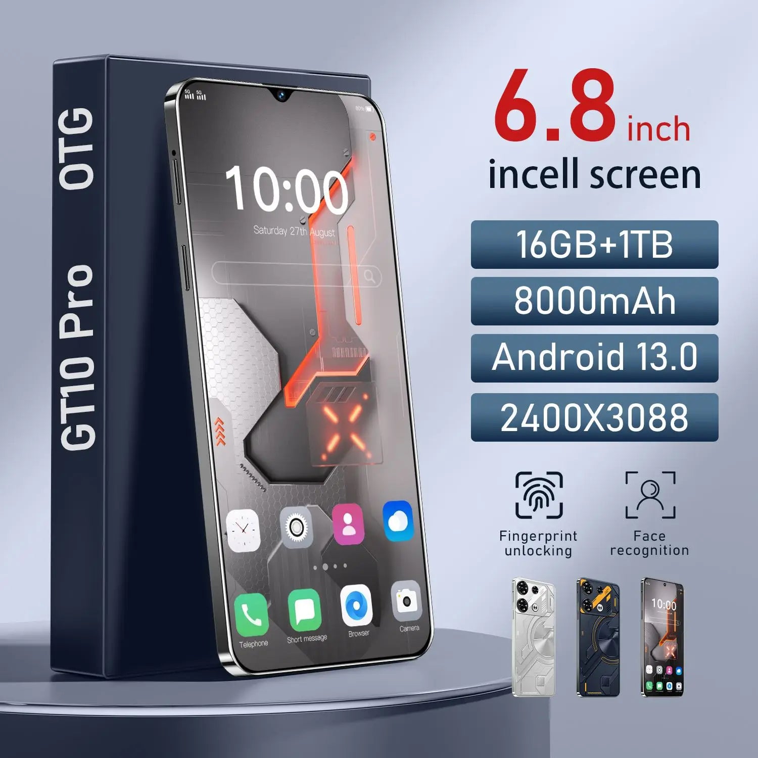 Teléfono Móvil 5G con Cámara de Alta Definición de 108MP, Teléfono Móvil Android