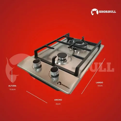 Estufa de Acero Inoxidable de 2 Quemadores Shorbull
