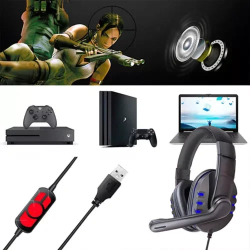 Audífonos Profesionales con Diadema USB para Videojuegos