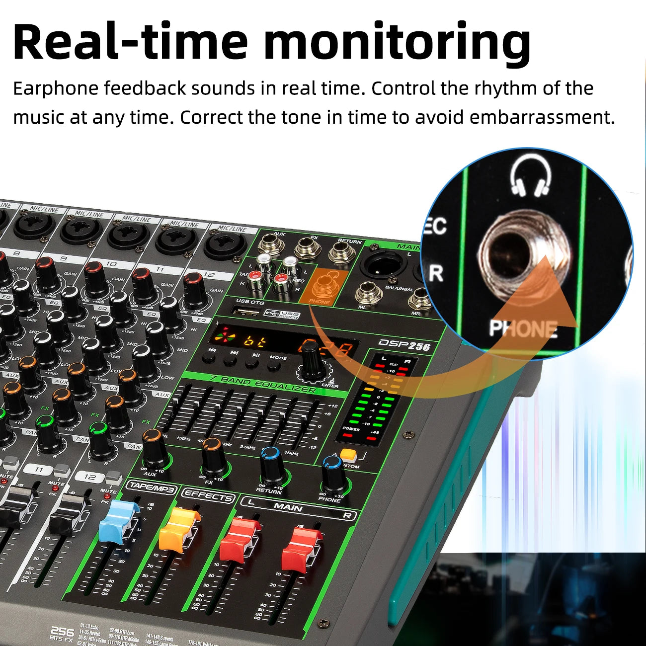 Biner PA12 Mezclador de Audio Profesional