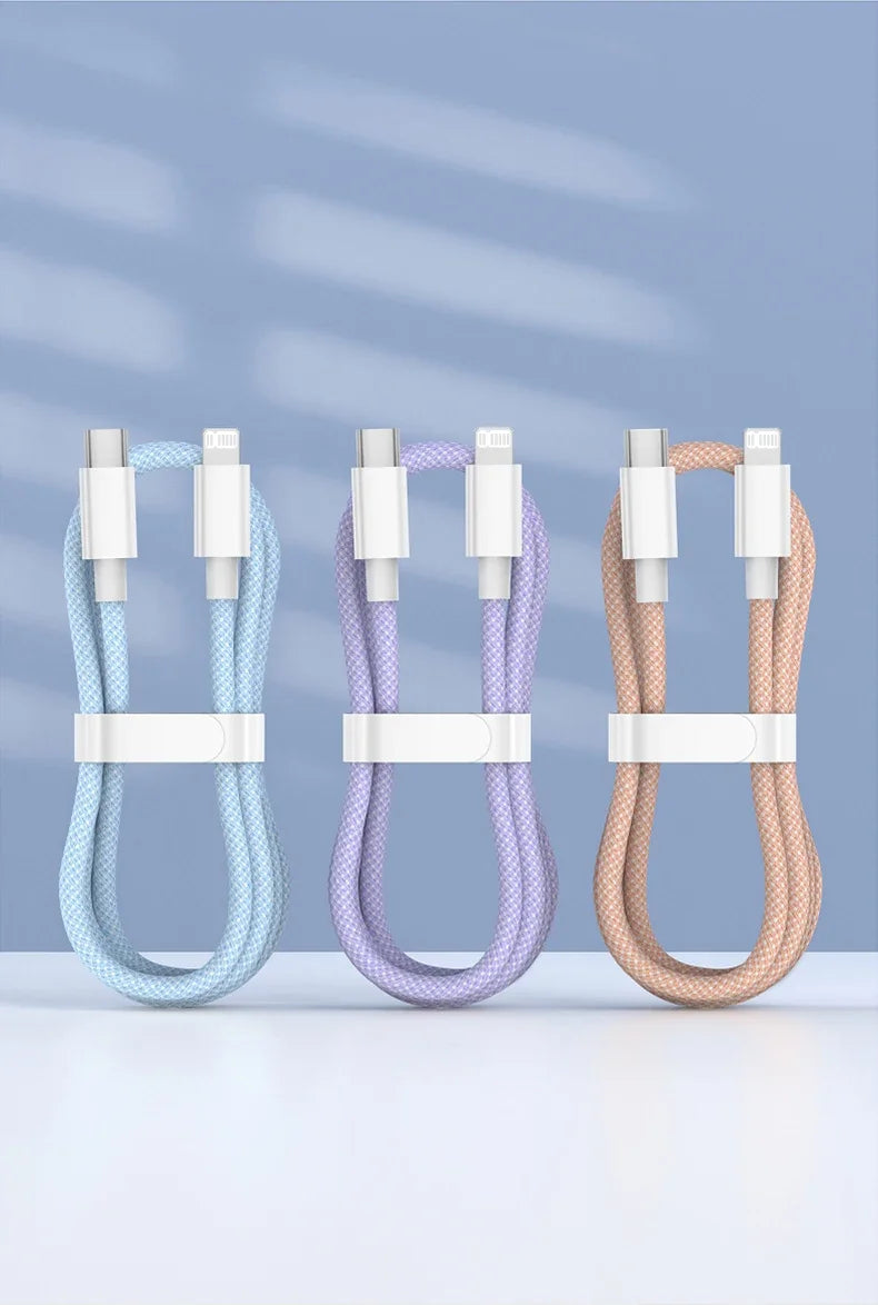 Cable de Carga PD 20W USB-C para iPhone 14 13 12 11 Pro Max iPad Carga Rápida 3A 2M Cable de Datos Lightning