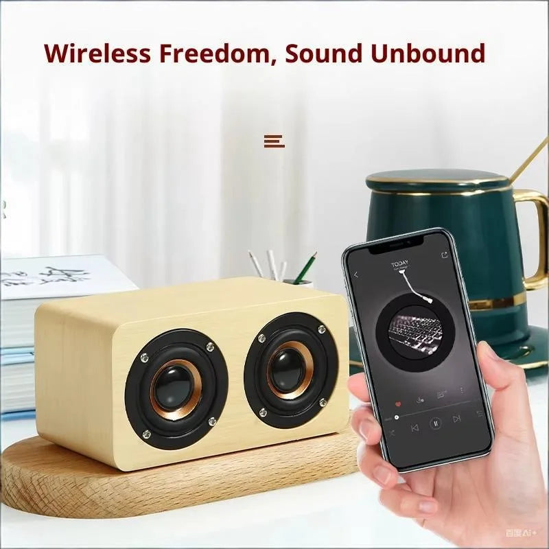 Altavoz Subwoofer Retro de Madera, Portátil, Mini