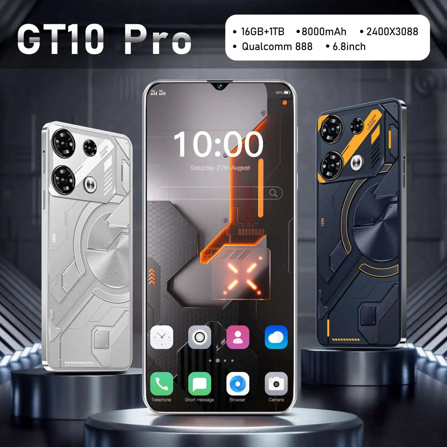 Teléfono Móvil 5G con Cámara de Alta Definición de 108MP, Teléfono Móvil Android