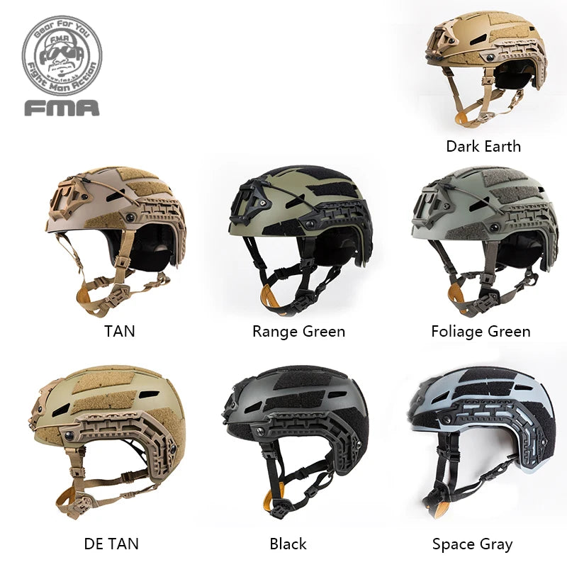 Casco balístico táctico Caiman FMA con riel cubierta NVG