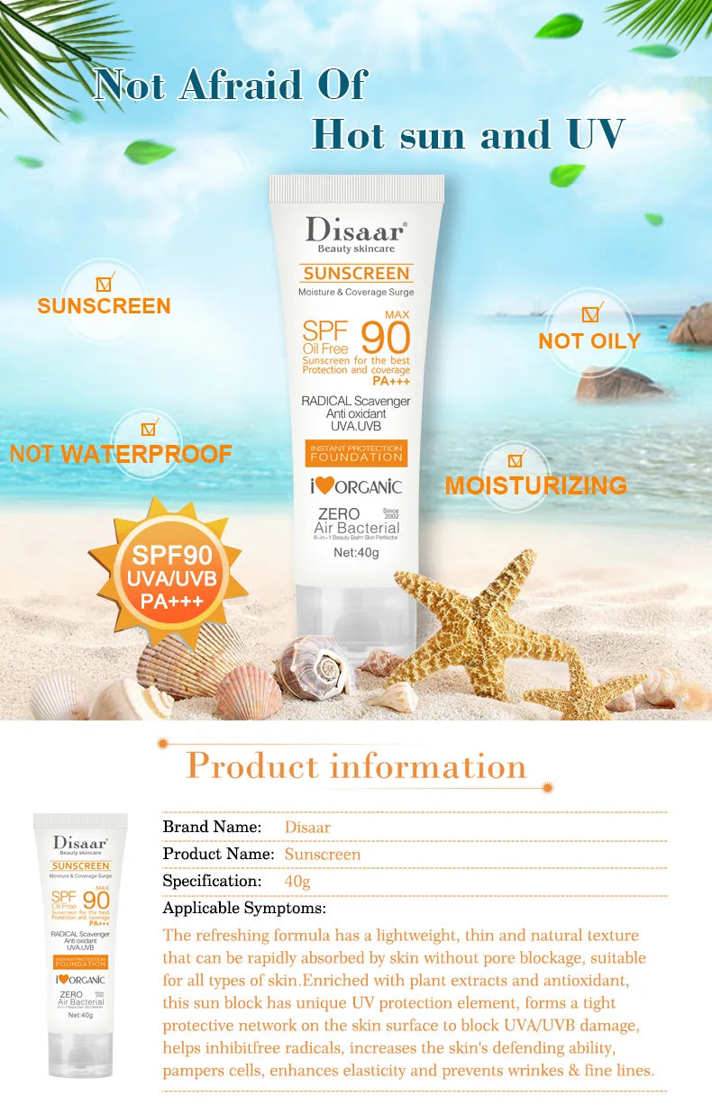 Protector solar Facial y corporal, crema solar blanqueadora,