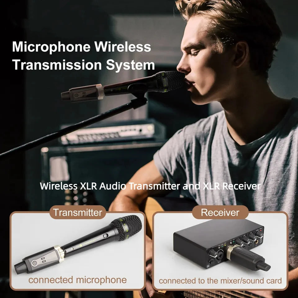 Sistema de Micrófono Inalámbrico UHF con Transmisor y Receptor XLR