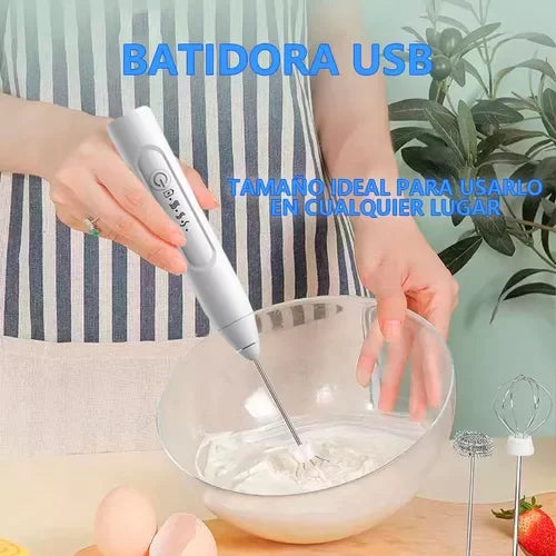 Batidora Eléctrica Portátil Recargable para Leche y Café