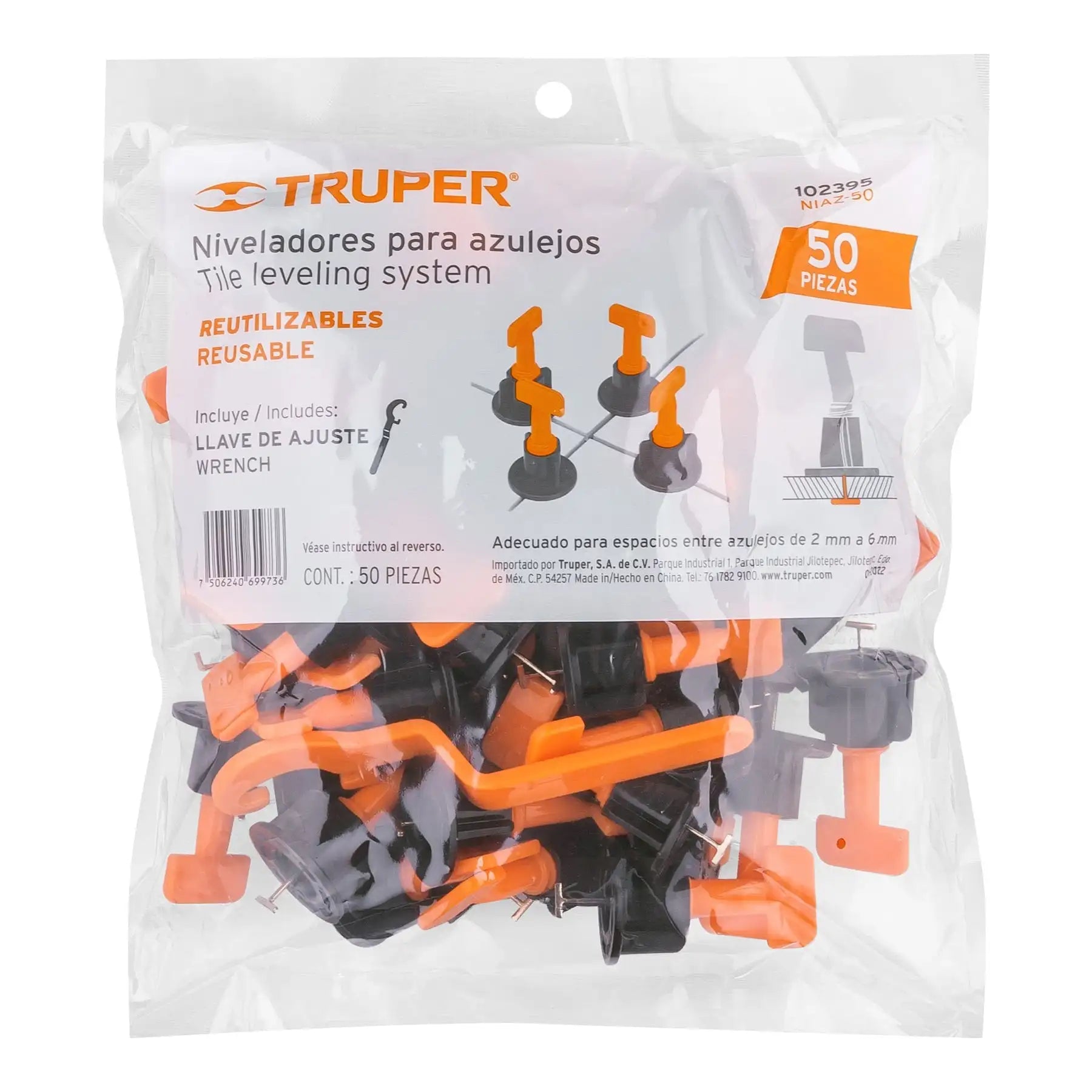 Bolsa de Espaciadores para Nivelador de Azulejos , 50 Piezas
