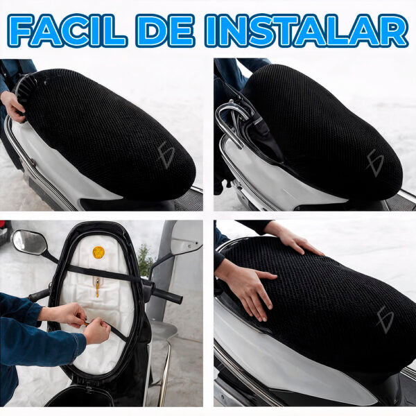 Funda Para Asiento De Moto Transpirable Con Velcro Y Resorte