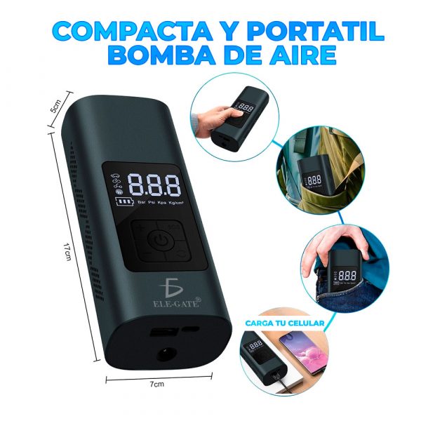 Bomba Aire Inalámbrica Para Inflar Llantas Compresor Aire