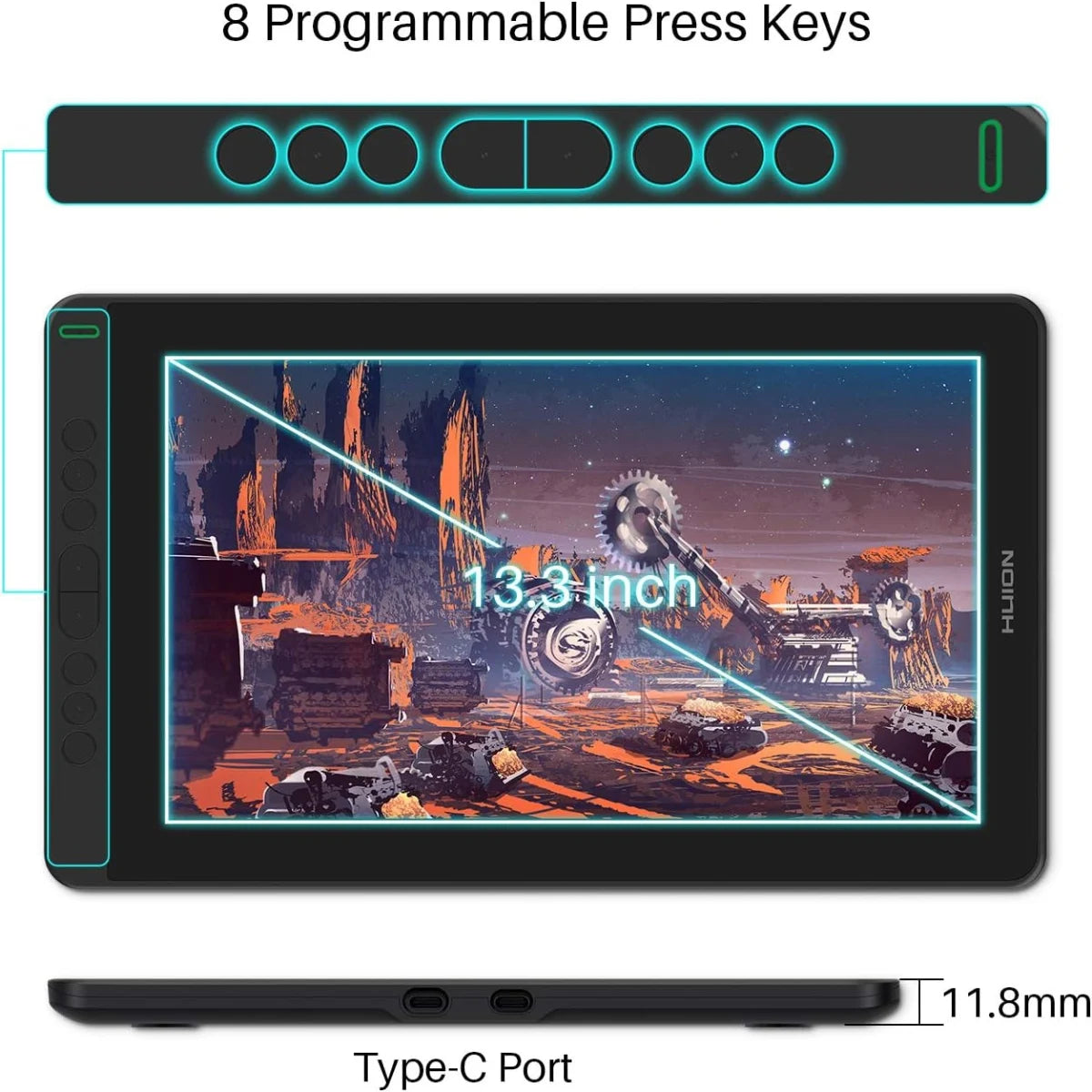 HUION Kamvas 13 tableta gráfica Monitor 120% sRGB