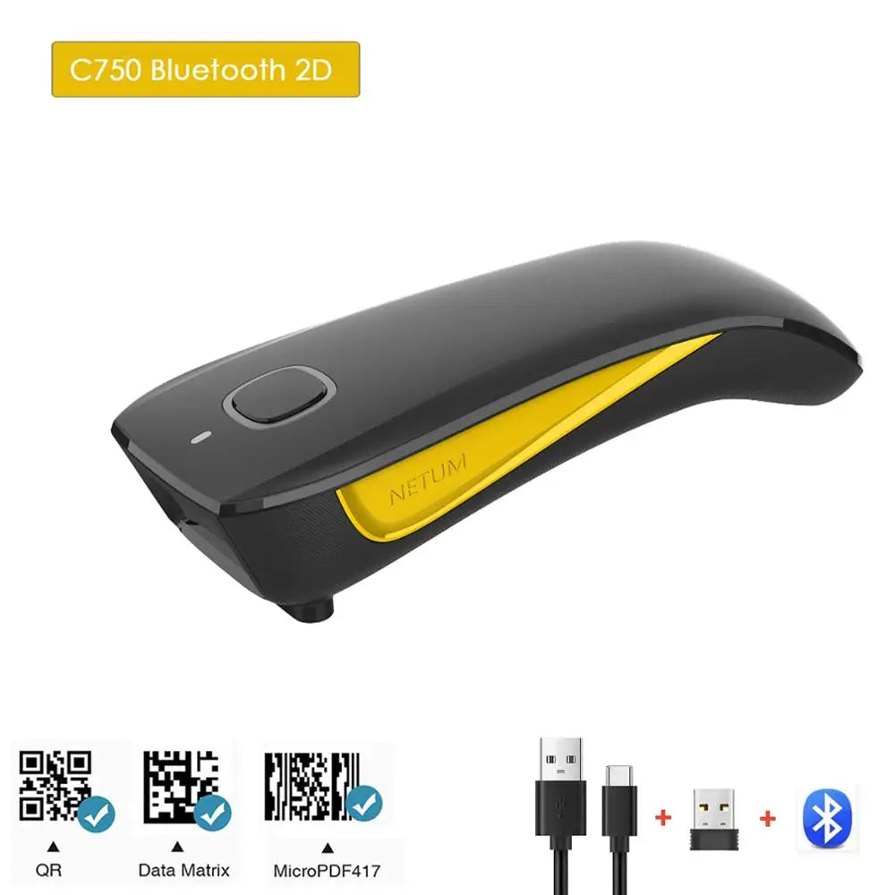 HW NETUM C750 Bluetooth inalámbrico 2D escáner de código de barras lector de código QR