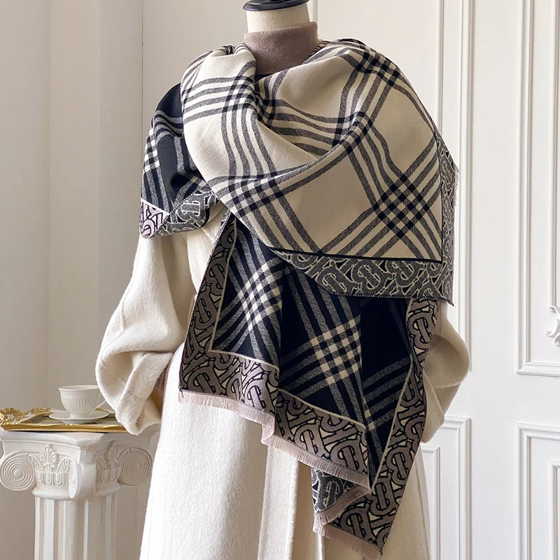 Chal de invierno grueso de estilo elegante para mujer
