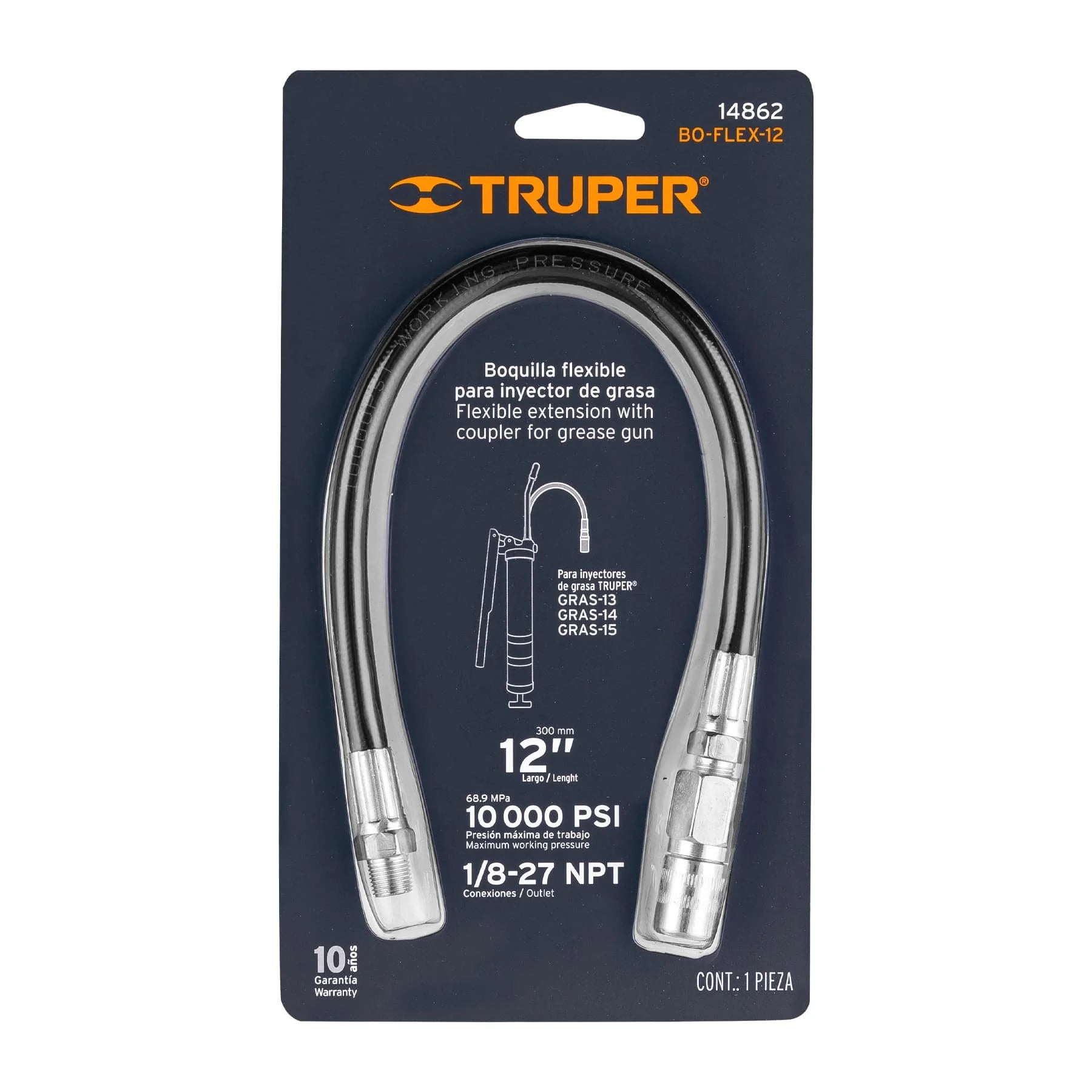 Extensión flexible Truper BO-FLEX-12 para pistolas de engrase