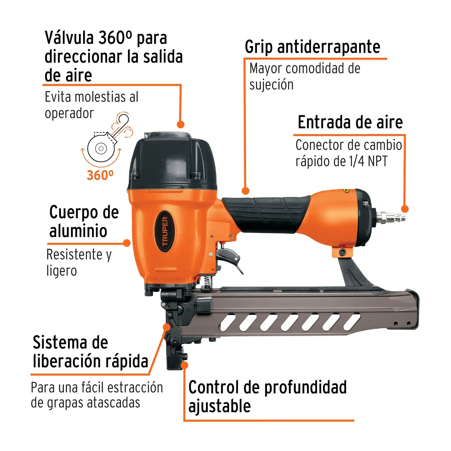 Grapadora Neumatica Truper Negro Calibre 16