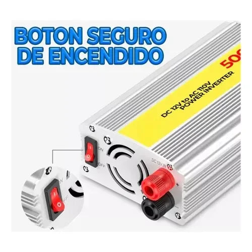 Inversor de Voltaje de 500w con Cargador UPS, Voltaje 12vdc/110vac