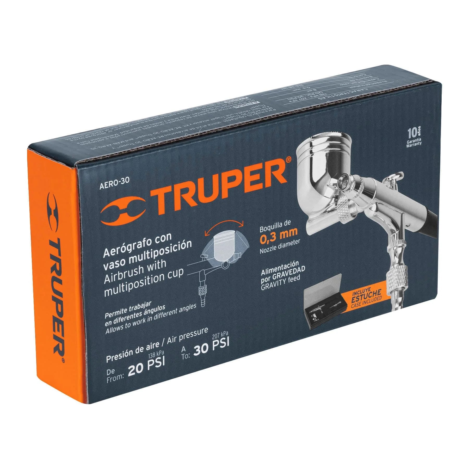 Pistola de Pulverización por Gravedad Truper AERO-30 con Vaso Multiposición
