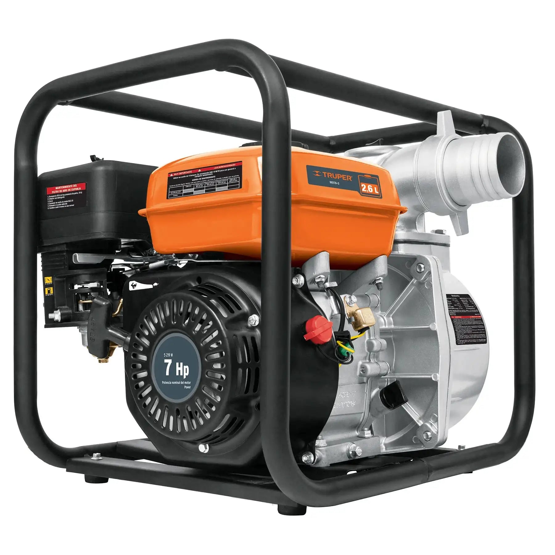 Bomba de Motor Autocebante de Gasolina Truper de 7 HP MOTB-3 3x3' para Sistemas de Riego Agrícola