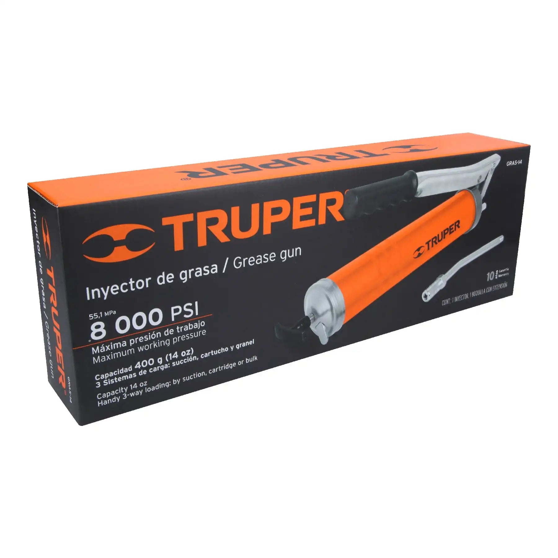 Pistola engrasadora industrial de 14oz con empuñadura antideslizante de 8000 psi