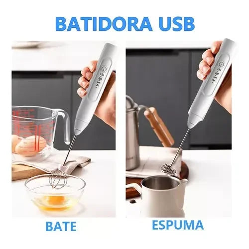 Batidora Eléctrica Portátil Recargable para Leche y Café