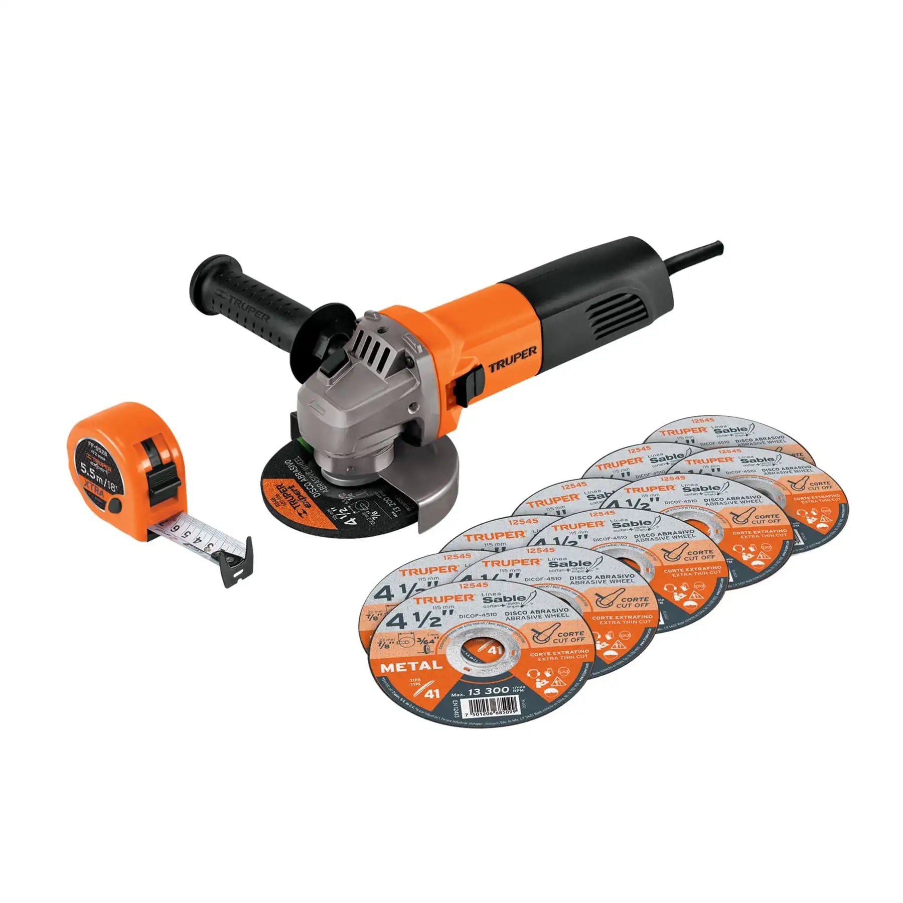 Amoladora Angular Inalámbrica 4-1/2A12 de 4-1/2' y 700W con 10 Discos