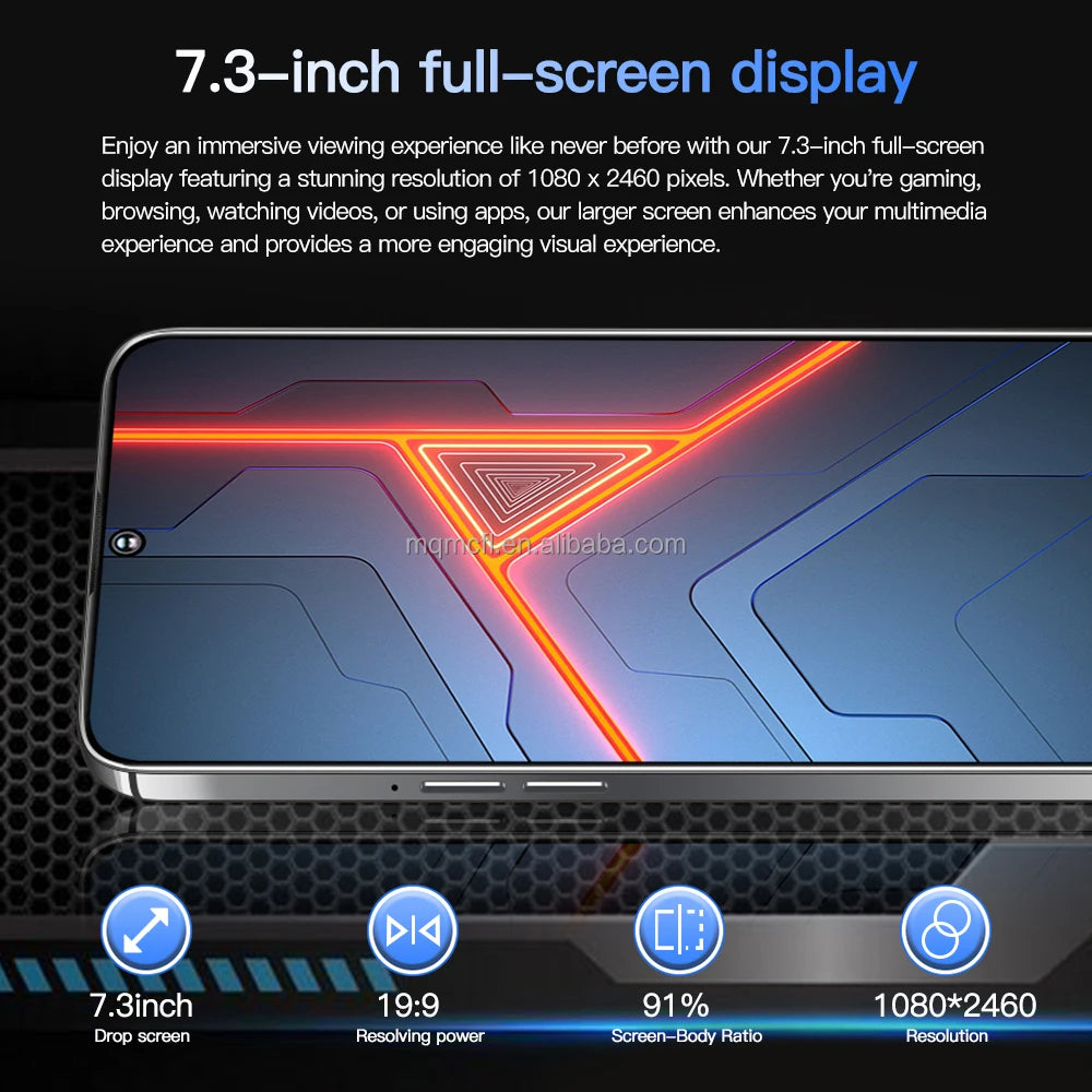 teléfono inteligente 7,3 pulgadas 108mp HD