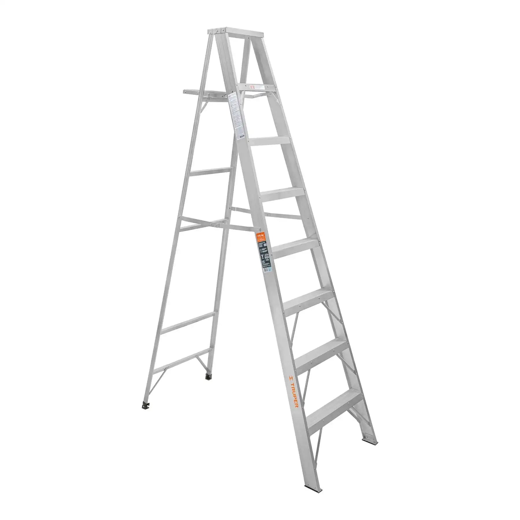 Escalera telescópica y plegable de aluminio, 7 escalones