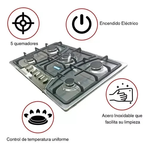Estufa Shorbull de 5 Quemadores de Acero Inoxidable