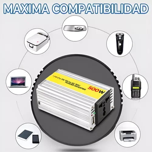 Inversor de Voltaje con Cargador UPS Volta 12vdc/110vac 500w