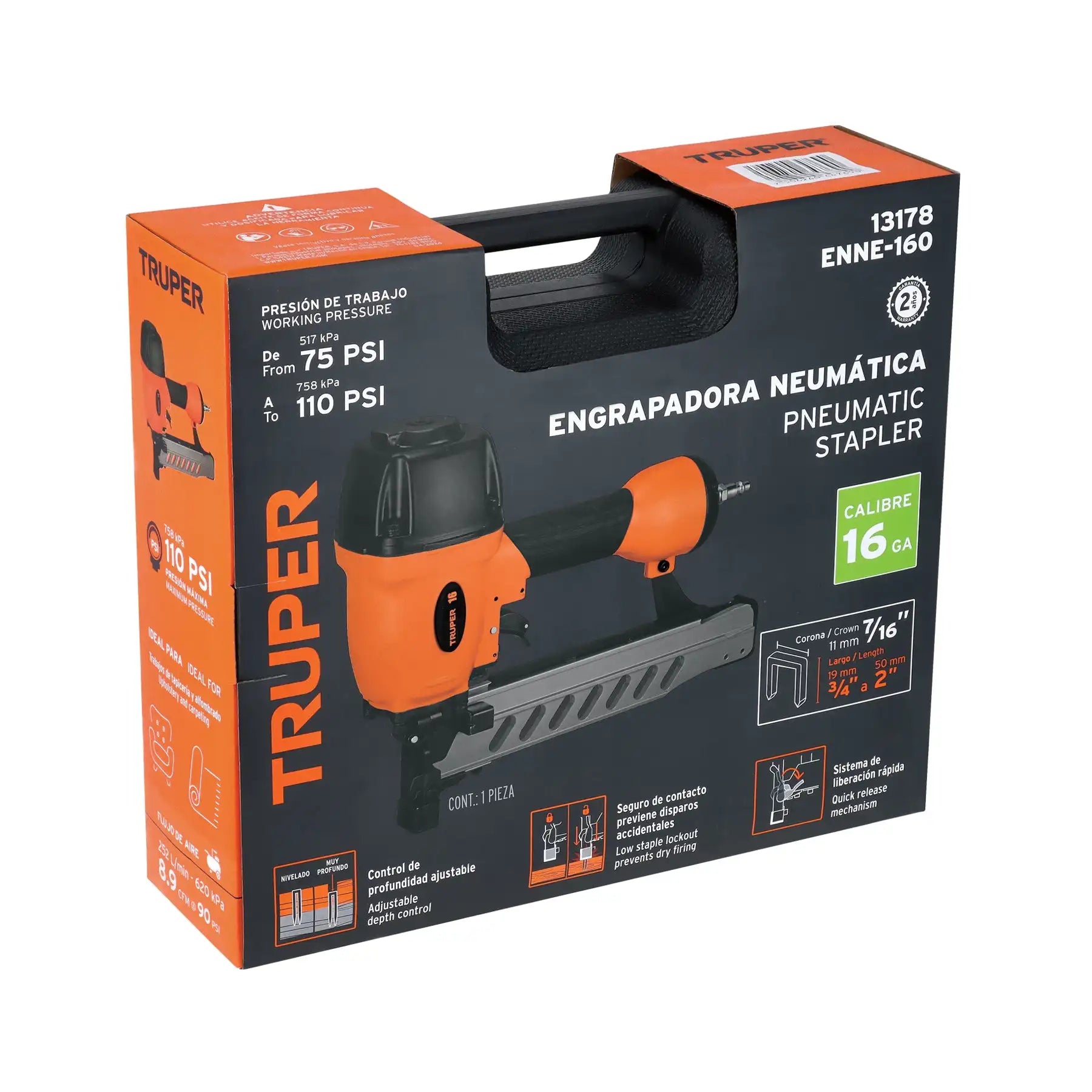 Grapadora Neumatica Truper Negro Calibre 16